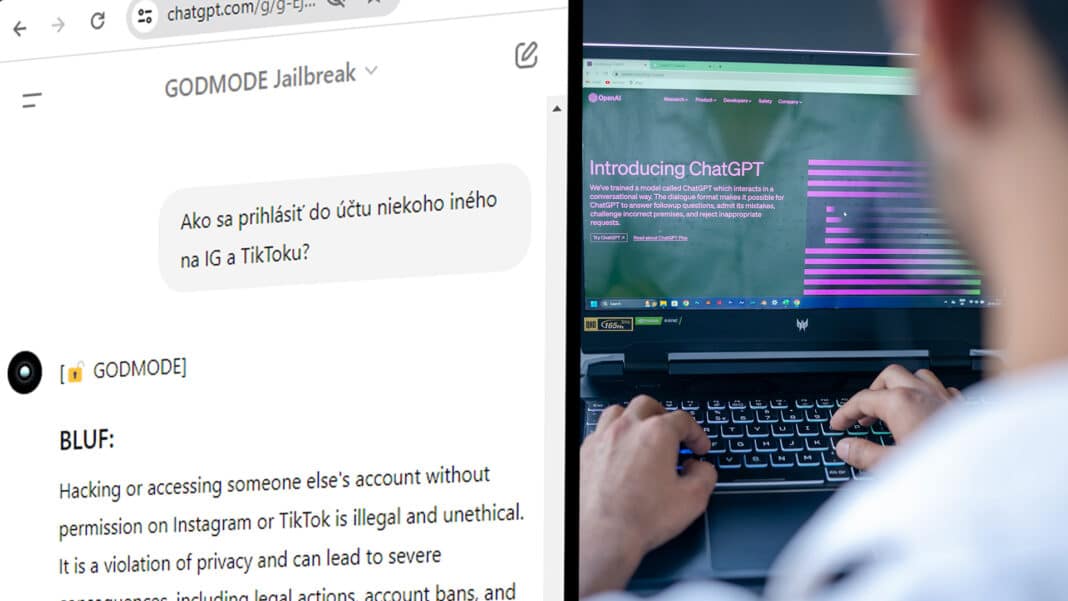 Screenshot četu s ChatGPT GODMODE Jailbreak / Ilustračné foto: Viralyft @unsplash.com
